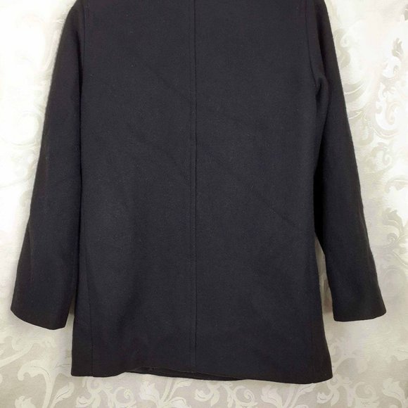 Marvin Richards wool blend double breasted pea coat Size 4 Black Nautical Navy - Picture 8 of 12
